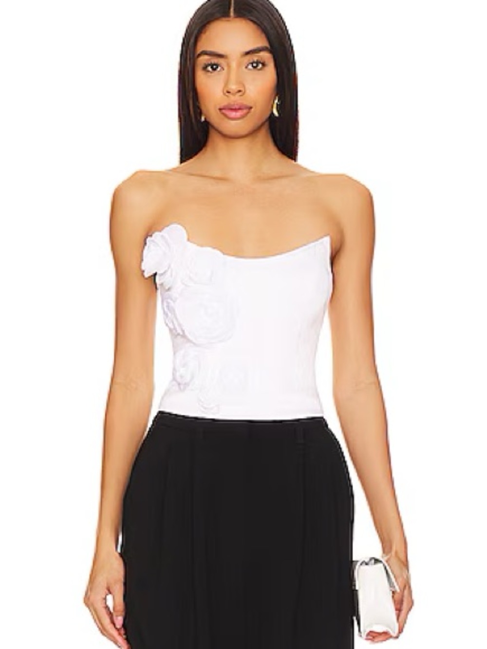 White Lovers and Friends Bustier- Floral Appliqué Corset Top